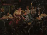Frank J. Van Sloun, A boisterous bar, 1937, oil on paperboard