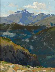 Ferdinand Kaufmann, Above the timberline, oil on canvas