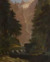 Sierra waterfall by Edwin Deakin, 1911, oil on canvas, sold Aug 2012