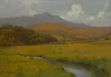 William Barr, Wildflowers along a stream beneath Mount Tamalpais, oil on canvas