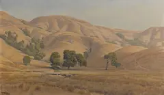 Jack Wisby, Rolling California hills in summer, oil on canvas affixed to board
