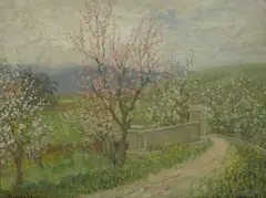 Cherry blossoms by Theodore Wores, 1927, oil on canvas, sold Aug 2012