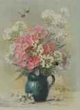 Paul de Longpré, Pink phlox and white euphorbia