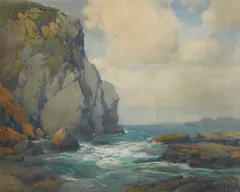 Coastal cliffs by Percy Gray, 1920, watercolor on paper, sold Aug 2012