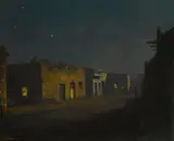 Will Sparks, Moonlit village, 1912, oil on canvas