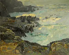 William Frederic Ritschel, Evening tide, California coast, 1926, oil on canvas