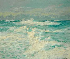 Waves breaking in the sunlight by William Frederic Ritschel, oil on canvas, offered Aug 2012