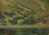 Thought to be Tamales Bay by Granville Redmond, oil on paperboard, sold Aug 2012