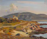 Paul Dougherty, House on the coast, Carmel, oil on panel