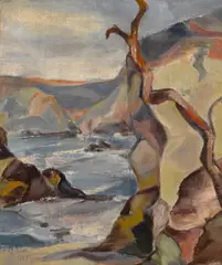 Bernard von Eichman, Monterey coast, 1928, oil on canvas board