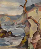 Bernard von Eichman, Monterey coast, 1928, oil on canvas board