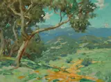 Landscape with poppies by Granville Redmond, oil on canvas board, sold Aug 2012