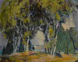 Charles A. Wilimovsky, The artist and his wife painting outdoors, 1923, oil on canvas