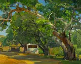 Aaron Edward Kilpatrick, Sycamores and oaks, oil on canvas