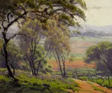 Sam Hyde Harris, A stand of trees with hills in the distance