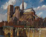 Emil Kosa Jr., Notre Dame Cathedral, Paris, oil on canvas