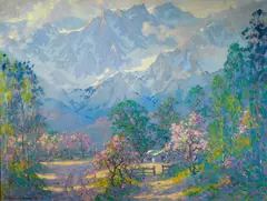 Harry Raymond Henry, Blossom Time, High Sierras (Mt. Langley), oil on canvas