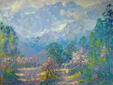 Harry Raymond Henry, Blossom Time, High Sierras (Mt. Langley), oil on canvas