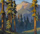 Maurice Logan, Sierra mountains, oil on masonite