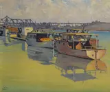 Irion Shields, River in November, Sacramento Delta, oil on canvas board