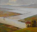 Howard John Little, The Yolo weir and by-pass of the Sacramento River, circa 1935, oil on board