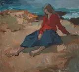 Si Chen Yuan, Woman in red and blue on the coast