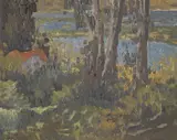 Russell Chatham, An afternoon, Bolinas Lagoon, oil on canvas board