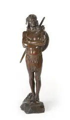 Hermon Atkins MacNeil, Chief of the Multnomah Tribe, bronze with greenish brown patina