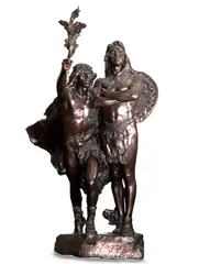 Hermon Atkins MacNeil, Coming of the White Man (Chief and Medicine Man of the Multnomah Tribe), bronze with brown patina