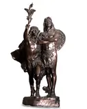 Hermon Atkins MacNeil, Coming of the White Man (Chief and Medicine Man of the Multnomah Tribe), bronze with brown patina