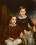 A portrait of two children in Scottish dress by British School, oil on canvas, offered Jul 2012