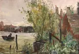 R.A. Sir Frank Brangwyn, A river scene, oil on canvas