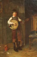 Harry Brooker, The banjo player, oil on canvas