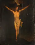 Flemish School, Christ on the Cross, oil on panel
