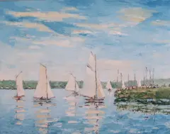 William Foreman, Boating in Rouen, oil on canvas