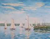 William Foreman, Boating in Rouen, oil on canvas