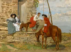 The morning news by Charles X. Harris, oil on canvas, offered Jul 2012