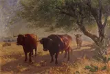 Fé lix Dominique de Vuillefroy, Cattle grazing, oil on canvas