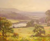 Landscape with cows, Napa Valley by American School, oil on canvas, sold Jul 2012