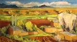 Eric Gibberd, Taos in spring, 1957, oil on canvas