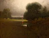 Carl Jonnevold, Women washing in a wooded landscape