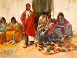 Vladan Stiha, Indian markets, Santa Fe, 1970, oil on canvas