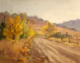 Paul F. Weindorf, Road through a hilly landscape, oil on canvas