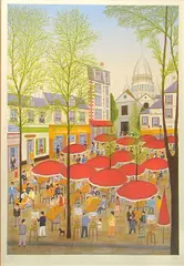Fanch Ledan, La Bohème du Tertre, 1980, Color lithograph on wove paper