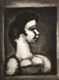 Georges Rouault, Courtisane en profil à droite, Pl. X,  from Quatorze Planches Gravées pour Les Fleurs du Mal (C./R. 223), 1927, Etching with aquatint on wove paper, a posthumous edition, 1966