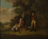 Julius Caesar Ibbetson, The day's shooting, oil on canvas