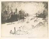 Joseph Pennell, Sunset, from Williamsburg Bridge (W. 674)