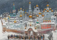 Vasily Sitnikov, The Kremlin in the snow, gouache on card laid down
