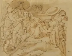 Figure studies by Italian School, ink and wash on paper, sold Jul 2012