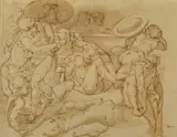 Italian School, Figure studies, ink and wash on paper